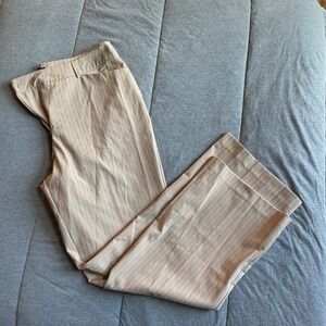 New‎ York & Company Women's Beige Striped Wide Leg Trouser Dress Pants Size 16